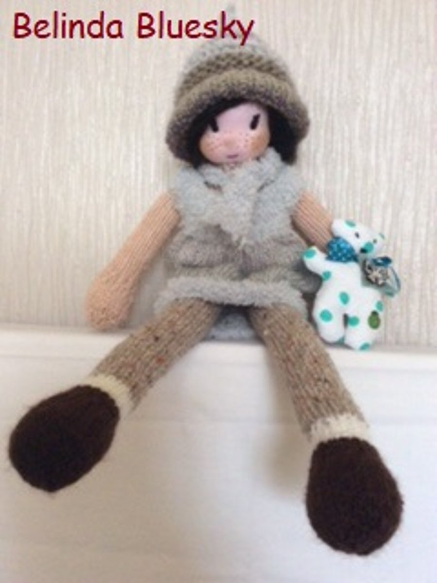 Belinda Bluesky - knitted doll