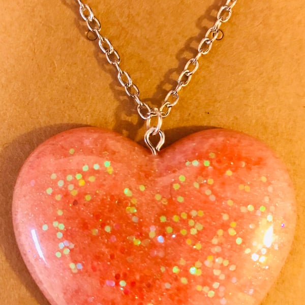 Rose gold sparkle heart necklace