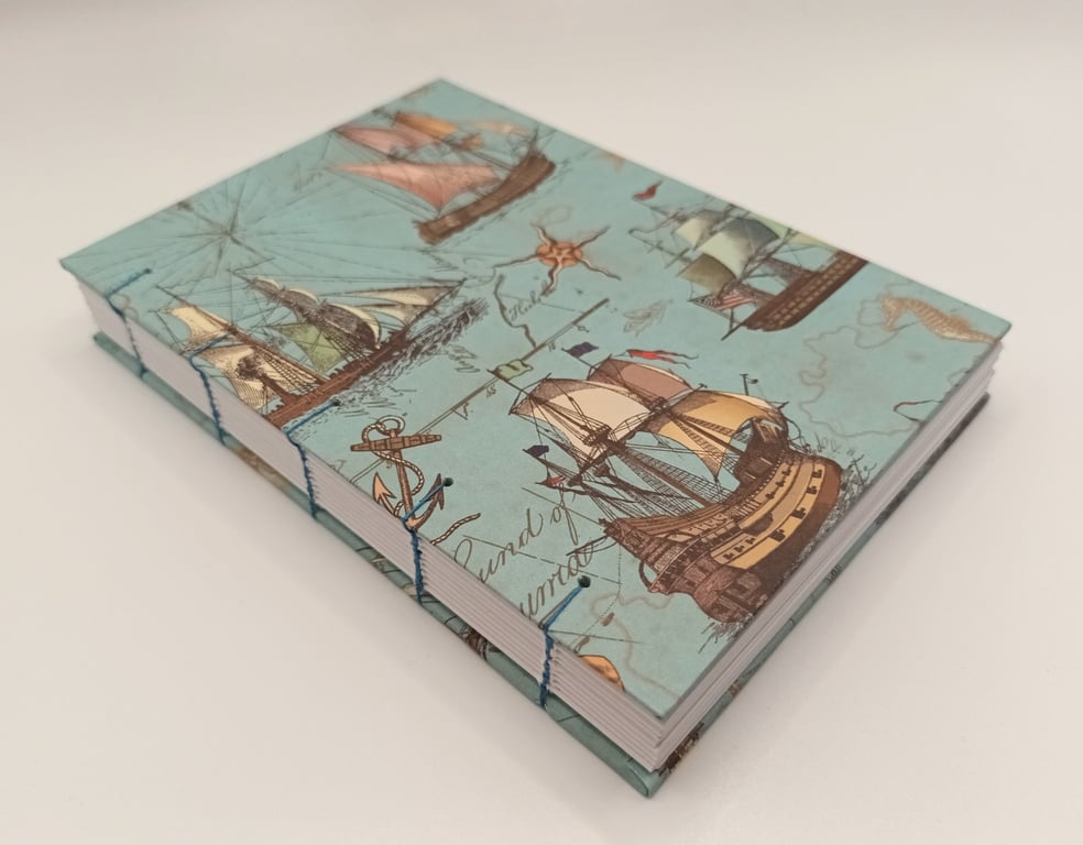 Hand bound, A6, Ships and Sea cover, Journal, Notebook