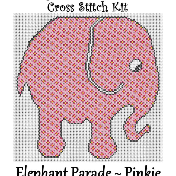 Elephant Parade Cross Stitch Kit Pinkie Size Approx 7" x 7"  14 Count Aida