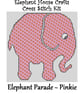 Elephant Parade Cross Stitch Kit Pinkie Size Approx 7" x 7"  14 Count Aida