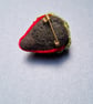 Strawberry Velveteen textile art brooch  - Image 3