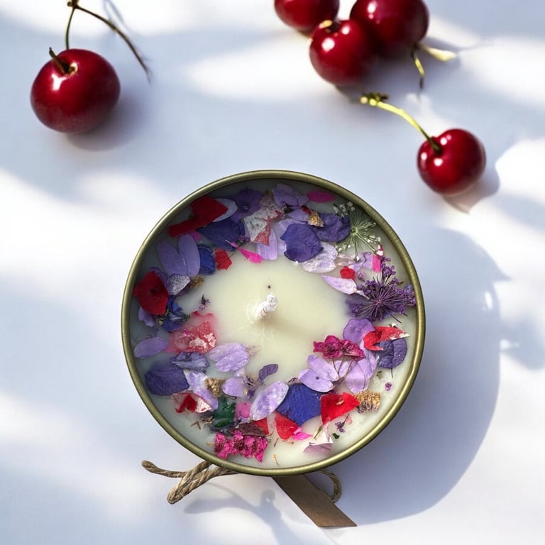 Black Cherry Soy Wax Candle Vegan Hand Poured 5oz Gold Tin