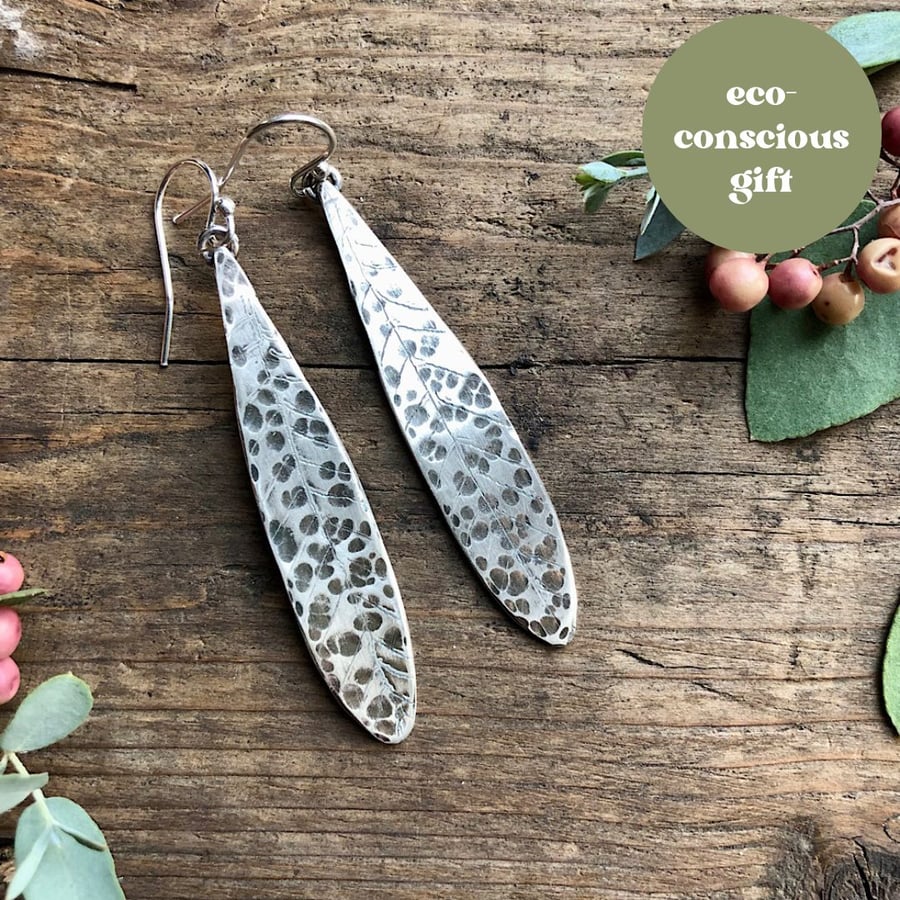 Sterling Silver Sage Leaf Earrings - Handmade Jewellery - Nature Inspired
