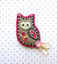 Felt Owl Brooch Pin - Image 1