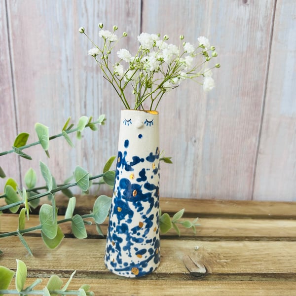 Small Blue And Gold People Vase 