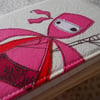 embroidered pink ninja notebook - A6 size