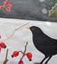 Blackbird in Snowy Scene, Christmas card, Winter birthday, holly, red berries - Image 6