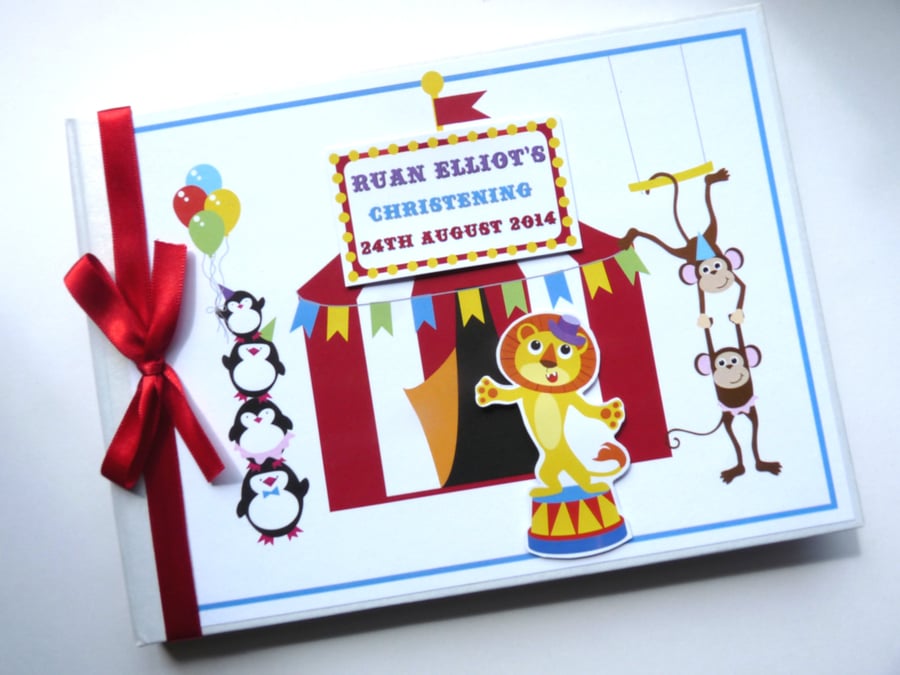Circus birthday guest book, circus birthday party, gift