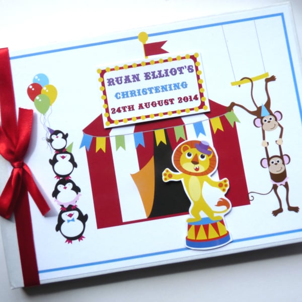 Circus birthday guest book, circus birthday party, gift