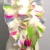   SALE...Wool Jewelry felted SCARF-PINK  FLOWERS-100% WOOL MERINO