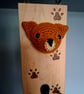 Crocheted chihuahua head on wooden board with hooks - Image 2