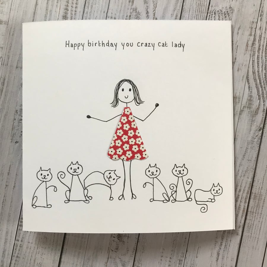 Crazy Cat Lady card, Cat lover, Personalised
