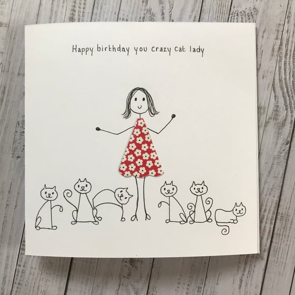Crazy Cat Lady card, Cat lover, Personalised