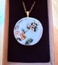 Upcycled bone china necklace floral flowers yellow