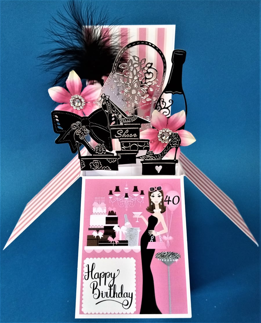 Ladies 40th Birthday Card with handbags and shoes