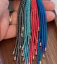 Shimmering aqua blue beadwork tassel fringe earrings - Image 5