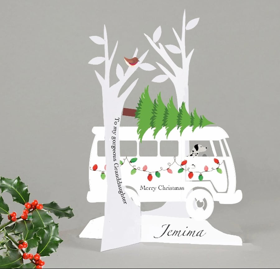 Personalised Christmas 3D Paper Cut Card for Special Friends and family.