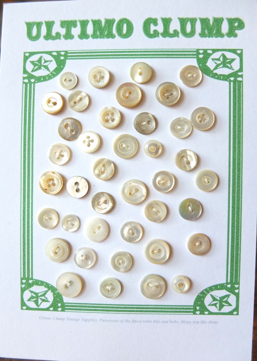 40 Vintage Mother of Pearl Buttons