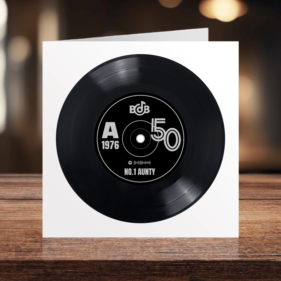 50th Birthday digital and printable 7" record with Spotify playlist code