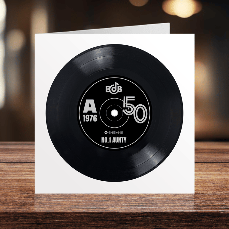 50th Birthday digital and printable 7" record with Spotify playlist code