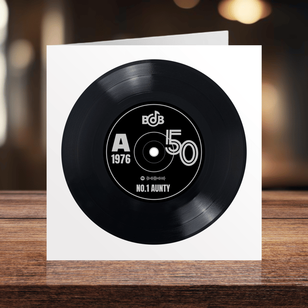 50th Birthday digital and printable 7" record with Spotify playlist code