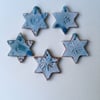 Five Small Christmas Stars in Turquoise Ceramic