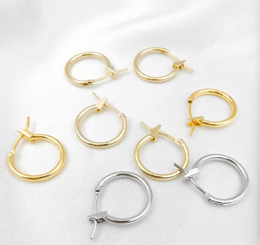 (EK05) 10 pcs DIY Gold Plated Earrings Hoop Findings 