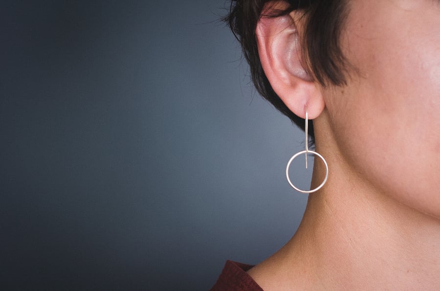 Sterling Silver Circle Threader Earrings