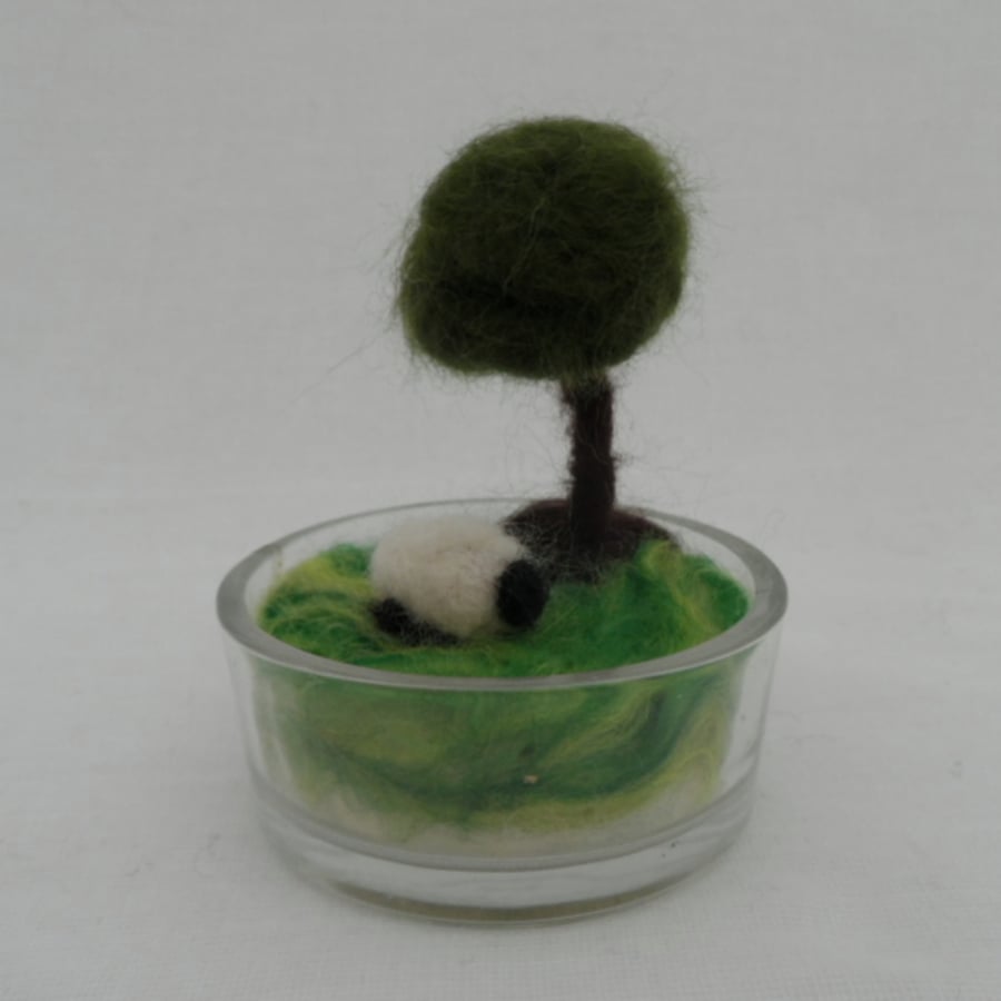 Needle felted mini sheep ornament