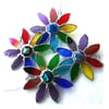 Rainbow Daisy Suncatcher Stained Glass Flower Dichroic 