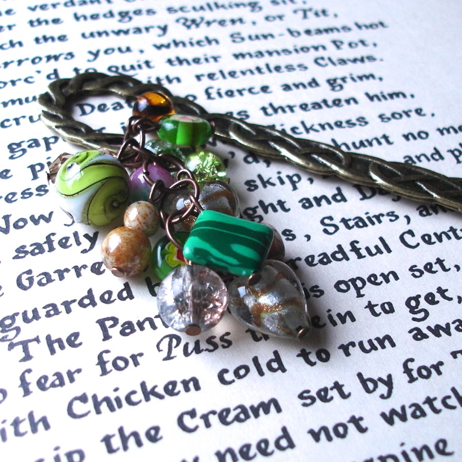 Green and Earth Tones Bead Cluster Bookmark