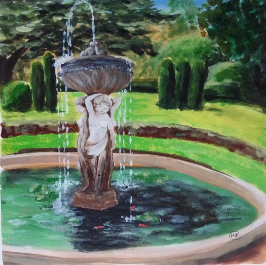Garden Scene with Nude Women Fountain