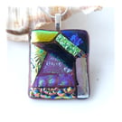 Dichroic Glass S002 Supersize Patchwork Pendant with Silver plated chain