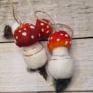 Needle-felted fly agaric -red toadstool mushroom decoration, Christmas Nostalgia