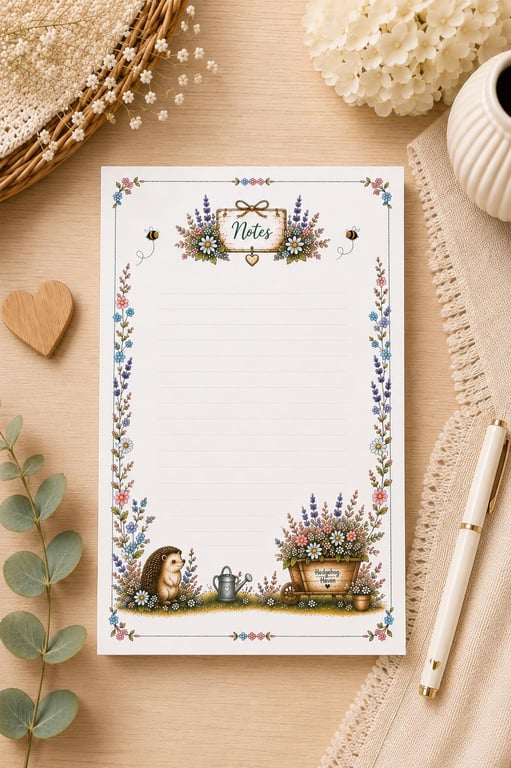 Hedgehog Haven Hedgehog Notepad - Lined Writing Pad - Shopping List Pad