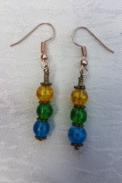 SALE - Gorgeous Yellow Spectrum Earrings - Rose tone No15