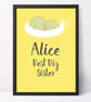 Best Big Sister or Brother, personalised 'Smiler' print, christening new baby - Image 4