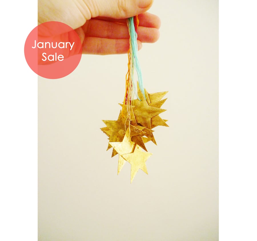 Sale - Free Postage - Mini Gold Leaf Star Decorations