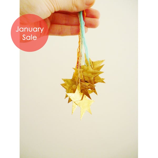 Sale - Free Postage - Mini Gold Leaf Star Decorations