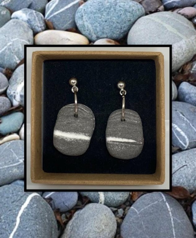 Beach stone lightweight clay earrings
