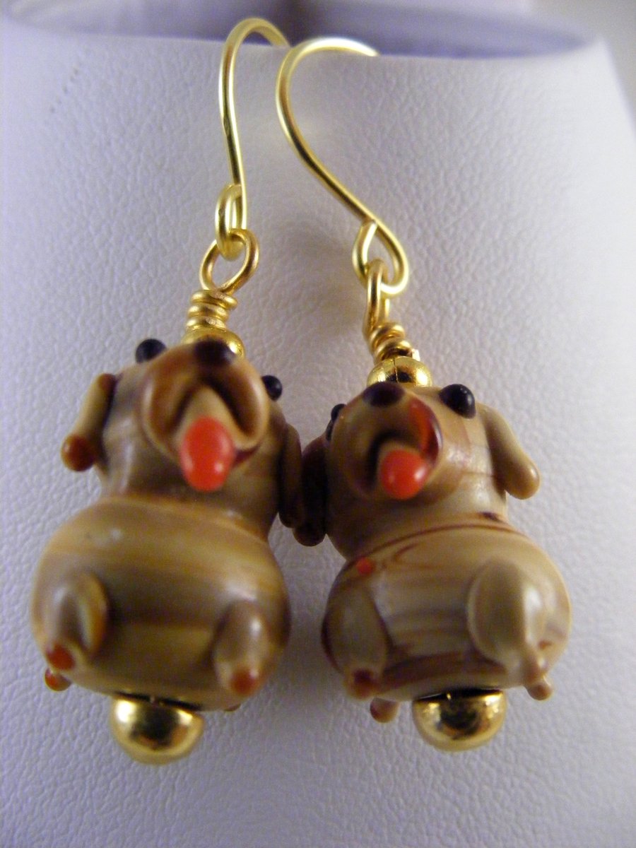  Brown Novelty Dog Earrings
