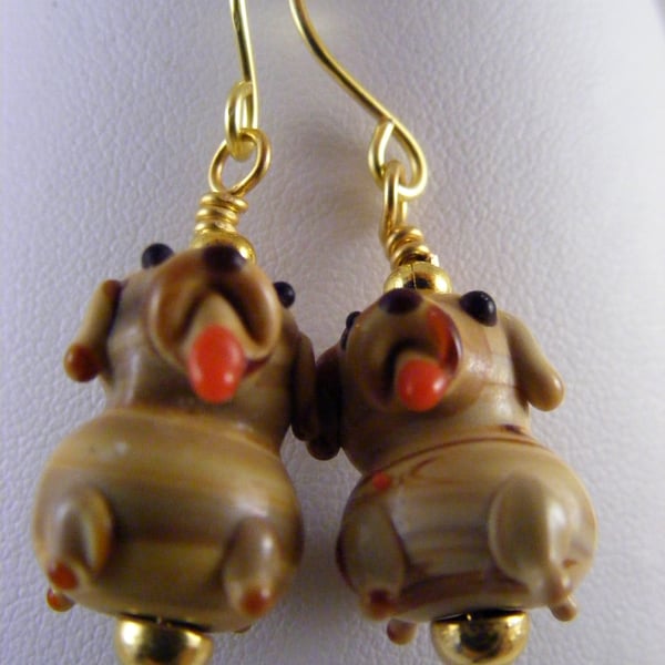  Brown Novelty Dog Earrings