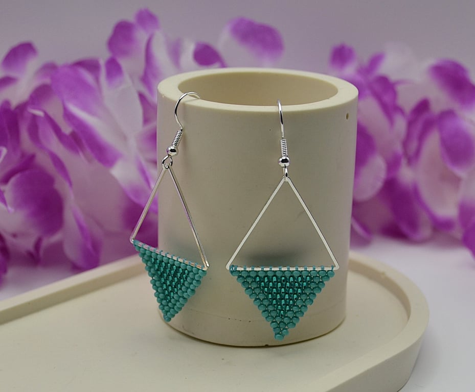 Teal Triangle Geometric Collection Earrings