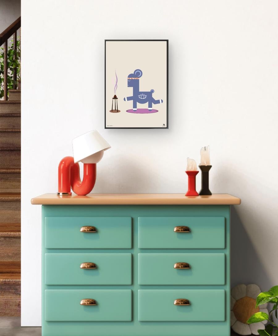 Modern Alpaca Illustration Print, Playful Animal Wall Art (A3A4)
