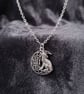 Wolf and Moon Pendant and Chain 