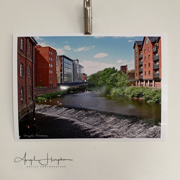 Colour Photograph Weir River Don Lady's Bridge Sheffield