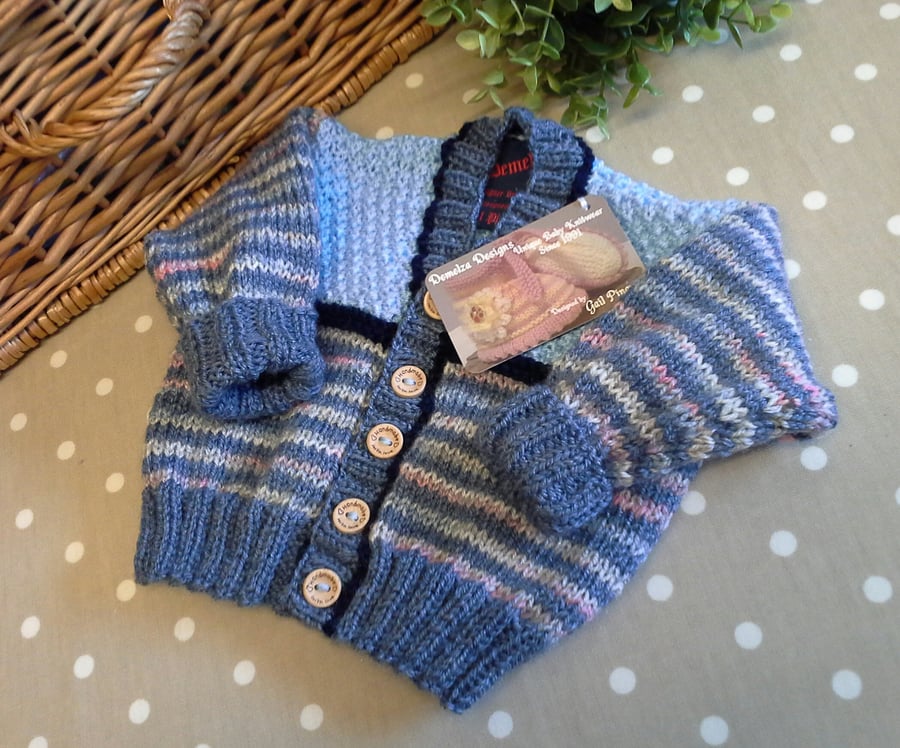 Designer Baby Boy's Hand Knitted Cardigan  3 - 9 months size