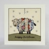 Liberty Christmas Card - Textile Sheep Christmas Card - Sheep Xmas Card