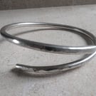 Recycled Sterling Silver Bangle, chunky, hammered